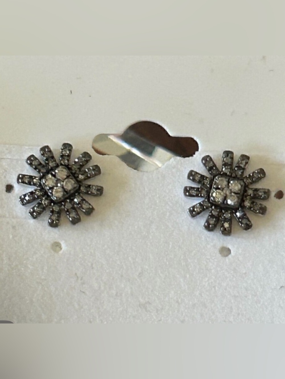 Colleen Lopez HSN  .25ctw Sterling Silver Gray Genuine DIAMOND Sunburst Earr…